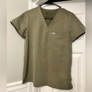 FIGS Catarina One Pocket scrub top Heather Olive
